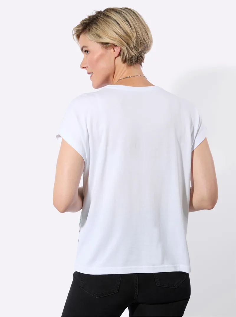Witt Rundhalsshirt weiß-aquamarin-bedruckt, Weiß-aquamarin-bedruckt, – Produktbild 1 von 2