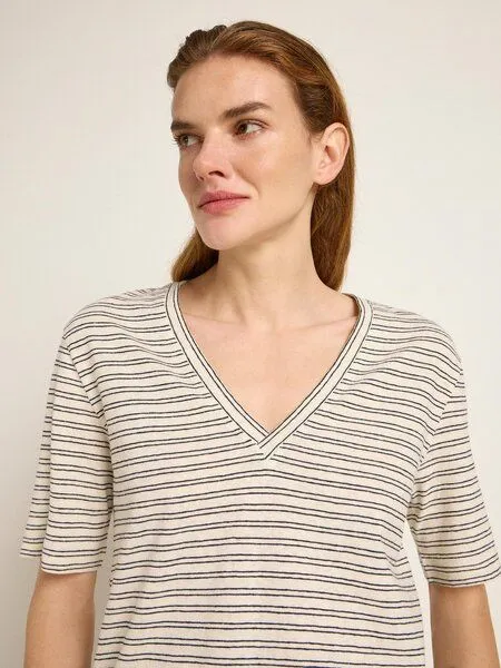 LANIUS LANIUS Streifenshirt (OCS) aus Hanf und Bio-Baumwolle, Creme/black, – Produktbild 3 von 4