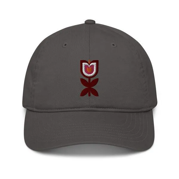 PepMelon Tulpen Blume - 3D gestickte Bio-Baseballmütze, Baseball Cap Birds, Grau, – Produktbild 1 von 5