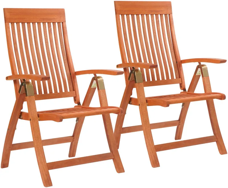 Merxx Merxx Gartenstuhl Bordeaux, Eukalyptusholz (Set, 2 St), klappbar, verstellbar, Beige|braun, – Produktbild 1 von 5