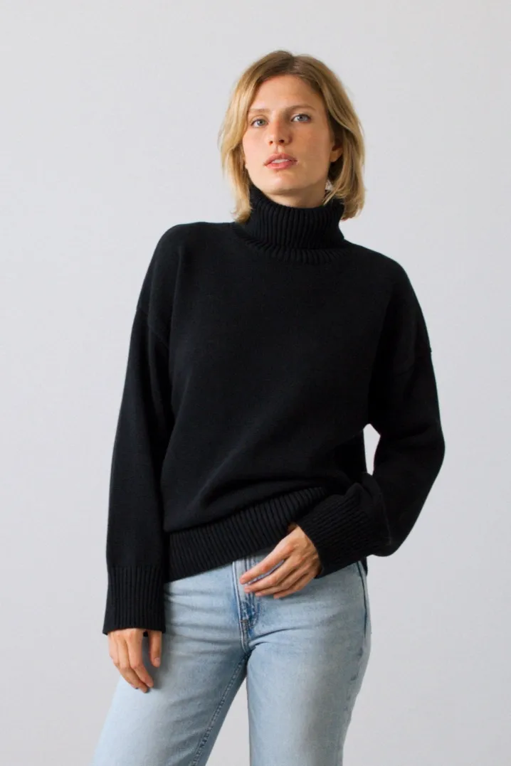 Honest Basics Honest Basics Damen vegan Rollkragenpullover Chunky Schwarz, Schwarz, – Produktbild 2 von 2