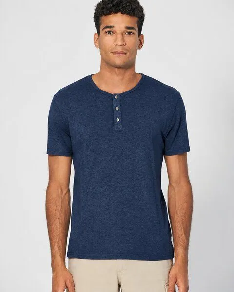 HempAge HempAge Herren Henley T-Shirt Hanf/Biobaumwolle, Navy(blau), – Produktbild 2 von 4