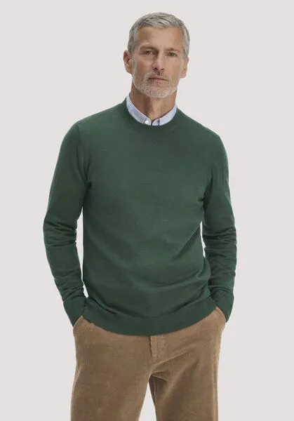 hessnatur hessnatur Pullover Regular aus reiner Bio-Merinowolle, Wacholdergrün, – Produktbild 1 von 4