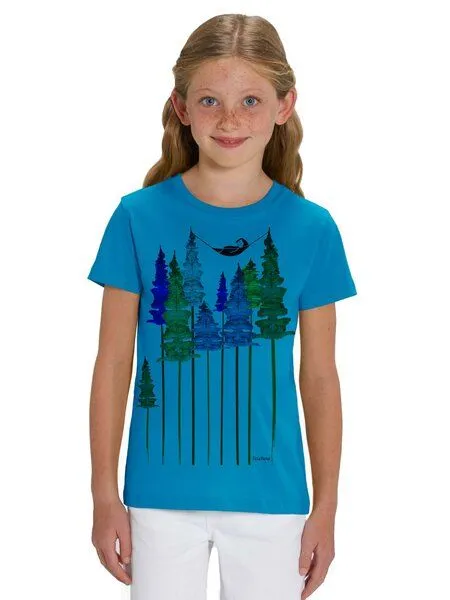 FellHerz FellHerz Kinder T-Shirt Wood Girl Bio Fair, Azur (blau), – Produktbild 2 von 4