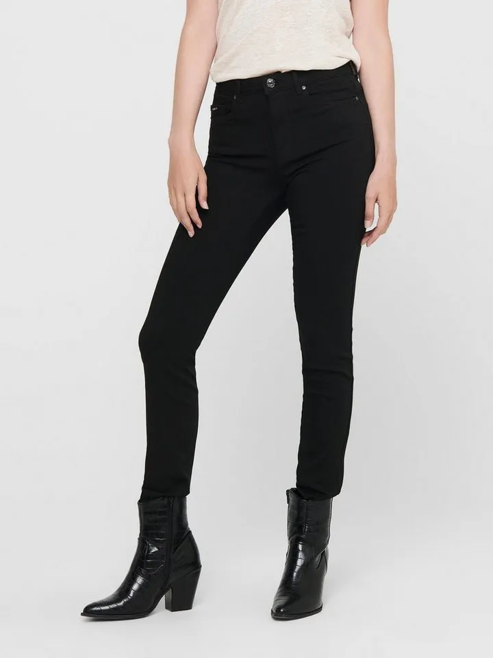 Only Only Skinny-fit-Jeans Skinny Fit Jeans High Waist Stretch für Damen TENCEL™ Modal nachhaltig unifarben elastisch Reißverschluss, Schwarz, – Produktbild 2 von 5