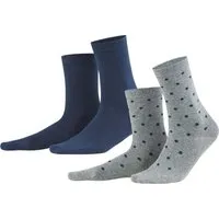 Living Crafts 2er-Paar Living Crafts Bio-Damen-Socken "Bettina" dunkelblau/grau gepunktet, Gr. 39/42 – Produktbild 1 von 1
