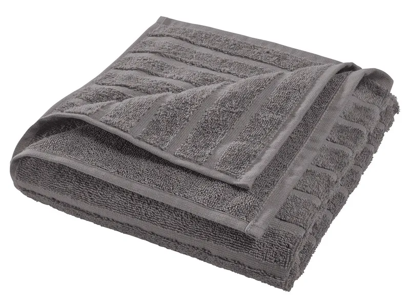 HANS NATUR Handtuch Bio-Baumwolle Frottee Streifen dunkelgrau Maße 50 x 100 cm, Grau, – Produktbild 1 von 2