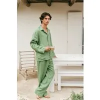 AmourLinen AmourLinen Leinen loungewear set OLIVER, Matcha green, – Produktbild 1 von 1