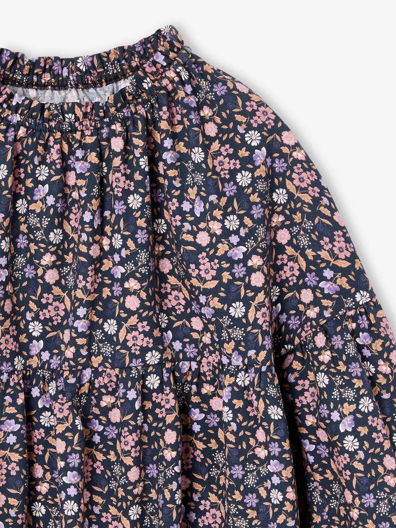 Vertbaudet Vertbaudet Bluse mit gesmokten Ausschnitt Mädchen, Anthrazit, – Produktbild 3 von 4