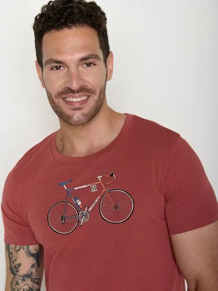 GreenBomb GreenBomb Bike Jacques Guide - Sportliches T-Shirt aus Bio-Baumwolle, Rot (sonnenuntergangsrot), – Produktbild 2 von 4