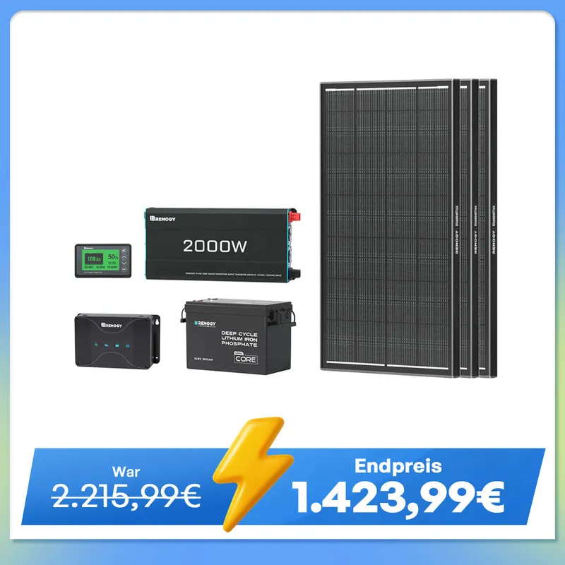 Renogy DE 3,84 kWh Wohnmobil Power Solaranlage| 2000W Wechselrichter, 50A BatterladegerĂ€t - inkl. 19% MwSt. / đ„ ohne Solarmodul-Wochenende Blitzangebot â Produktbild 2 von 4