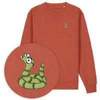 LIGARTI Bestickter Pullover – Schorsch die Schlange – LIGARTI Tiermanufaktur, Terracotta, – Produktbild 1 von 1
