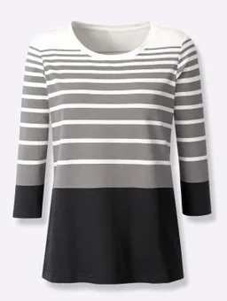 heine 3/4-Arm-Shirt schwarz-grau-bedruckt – Produktbild 1 von 1