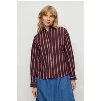 recolution Recolution Damen vegan Hemd Forsythia Stripes In Dunkelpflaume, Violett, – Produktbild 1 von 1