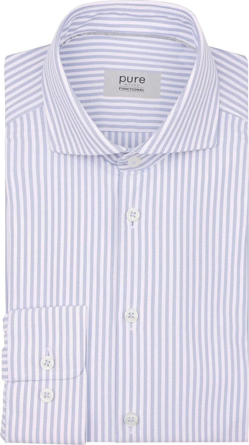 Pure Pure Shirt Stripe Blau - Größe 42 (L), Hellblau, – Produktbild 1 von 3