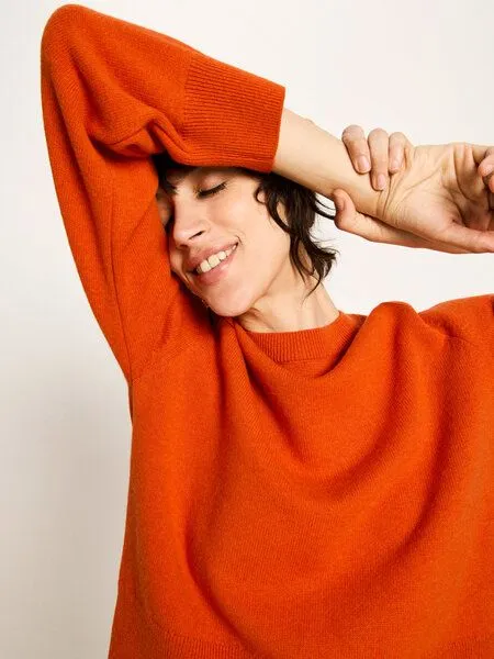 LANIUS LANIUS Cropped Pullover (GOTS), Orange, – Produktbild 3 von 4