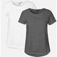 Neutral Doppelpack Neutral® Ladies Roll Up Sleeve T-Shirt, Weiss / dunkelgrau meliert, – Produktbild 1 von 1