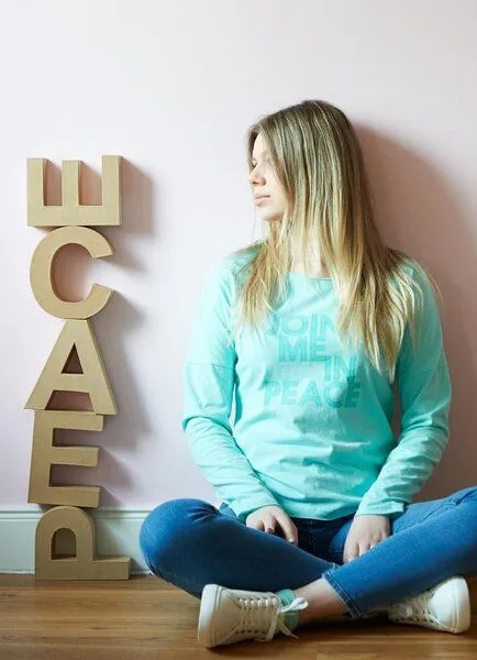SPARKLES OF LIGHT SPARKLES OF LIGHT Yoga Shirt | JOIN ME IN PEACE, Türkis (grün), – Produktbild 1 von 2