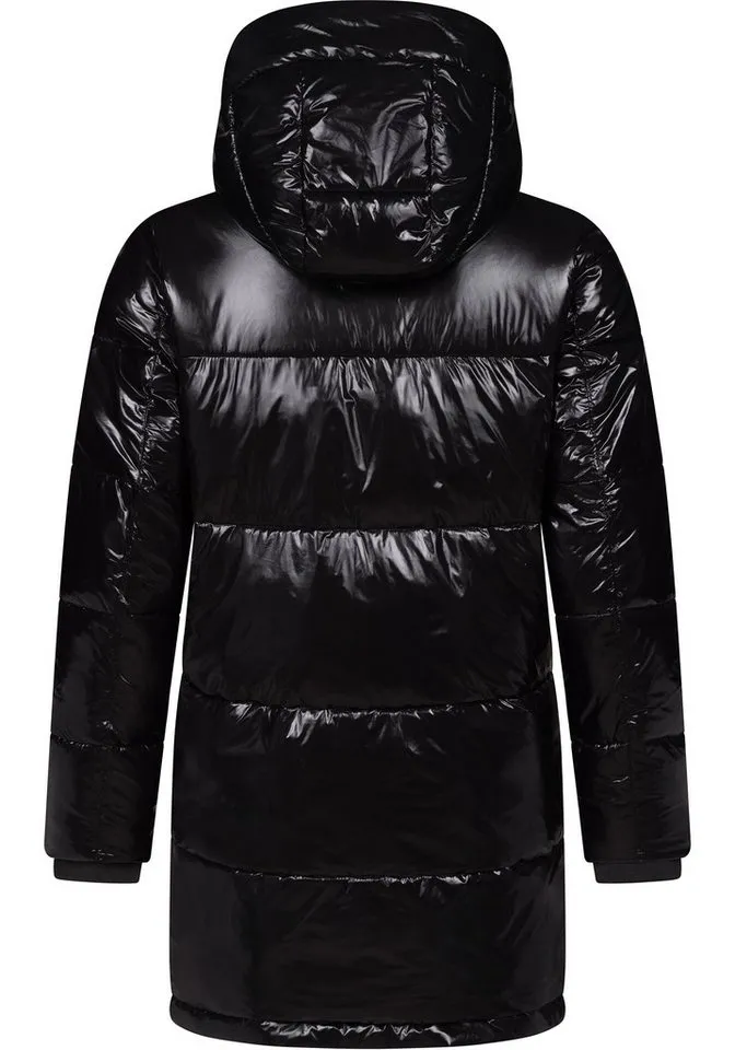 ragwear ragwear Wintermantel Roobie Long super stylischer, gänzender Damen Steppmantel, Schwarz, – Produktbild 3 von 5