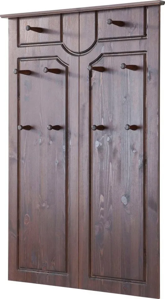 OTTO home Garderobenpaneel Klera, mit dekorativen Fräsungen, Kiefer, Landhausstil (Made in Europe), Mit 10 Kleiderhaken, aus massiver Kiefer, Braun, – Produktbild 3 von 5