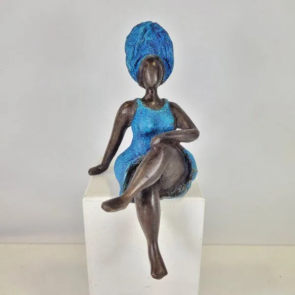 Moogoo Creative Africa Moogoo Creative Africa Bronze-Skulptur "Bobaraba Tanja" by Alain Soré | 20cm 800g | verschiedene Farben, Blau, – Produktbild 1 von 3