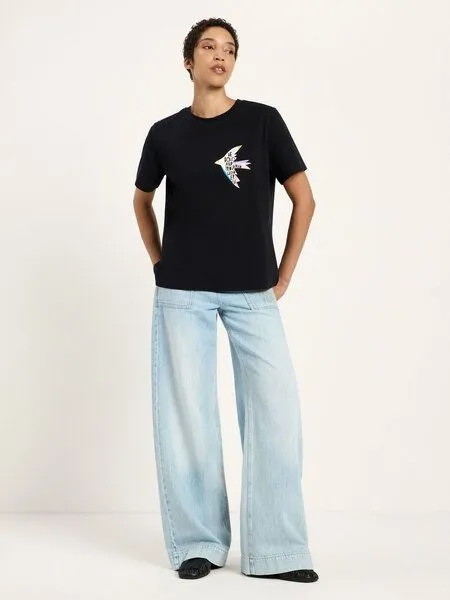LANIUS LANIUS Statementshirt "BIRD" (GOTS) aus Bio-Baumwolle, Black, – Produktbild 4 von 4