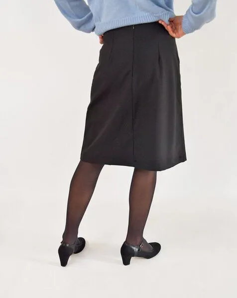 Aatise Aatise A-Linien Rock Zulia aus upgecycelter Wolle Länge 59 cm, Schwarz, – Produktbild 2 von 4
