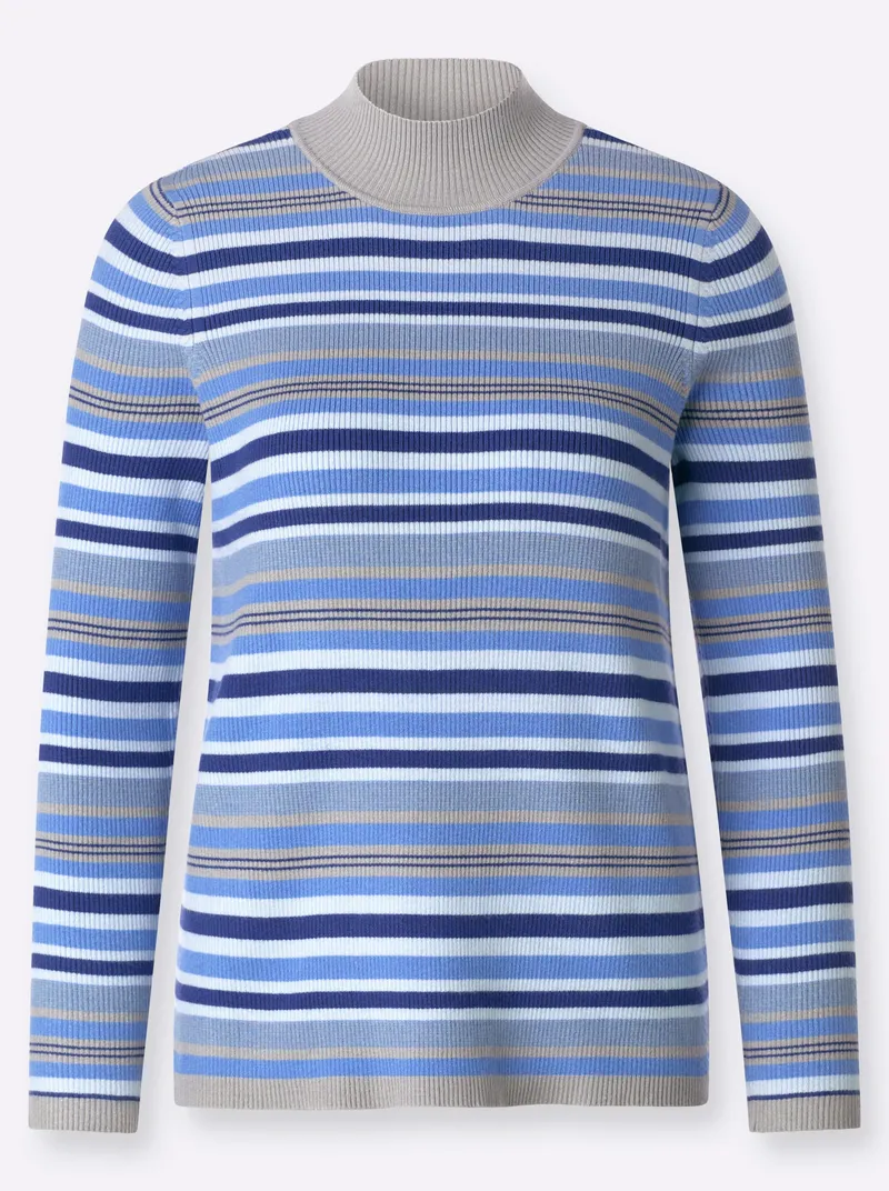 Witt Streifenpullover, Himmelblau-jeansblau-geringelt, – Produktbild 2 von 2