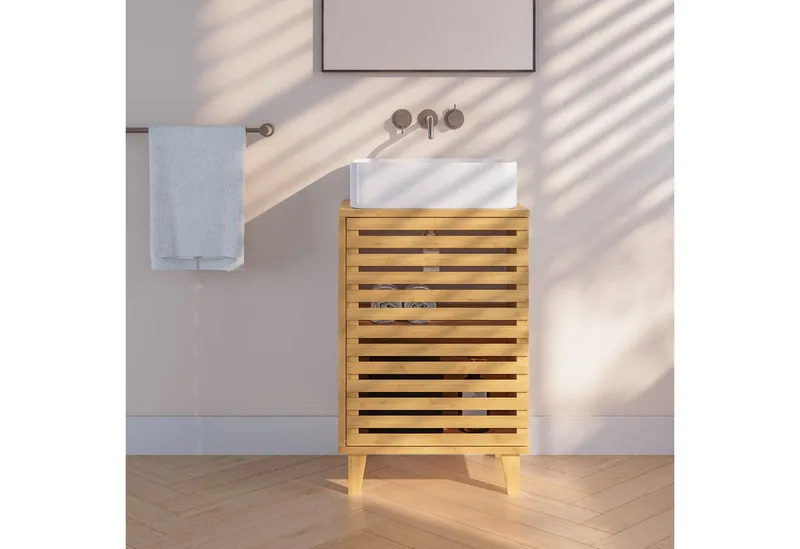 en.casa Waschbeckenunterschrank »Iveland« Unterschrank 60x40x30cm Bambus, Beige, – Produktbild 5 von 5