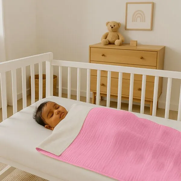 PAPATE PAPATE Fleecedecken aus Bio-Baumwolle, Rosa, – Produktbild 3 von 3