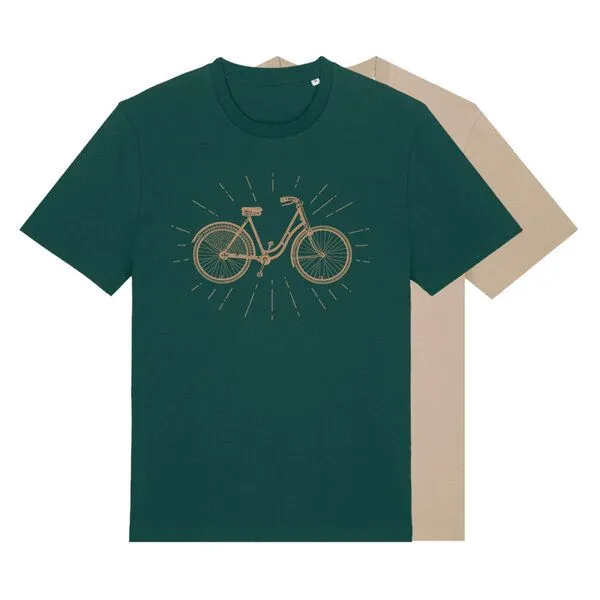 roots of compassion roots of compassion T-Shirt Retro-Fahrrad - bio, fair, vegan - weiter Schnitt - bicycle, Umwelt, cycling, Verkehrswende, Glazed green, – Produktbild 3 von 4