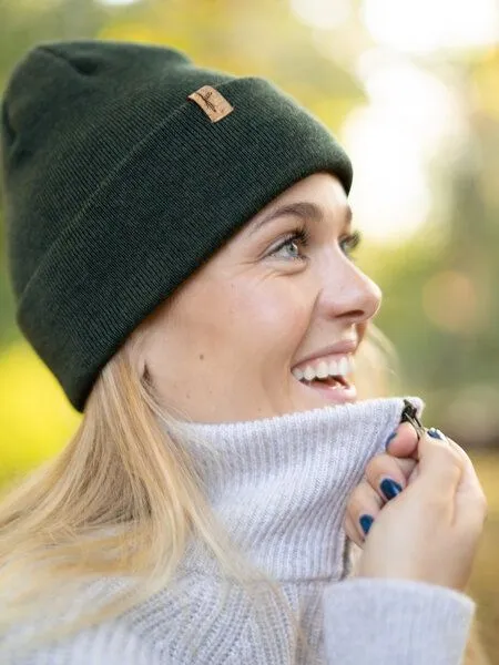 FUXBAU FUXBAU Merino Kork Beanie, Waldgrün, – Produktbild 2 von 4