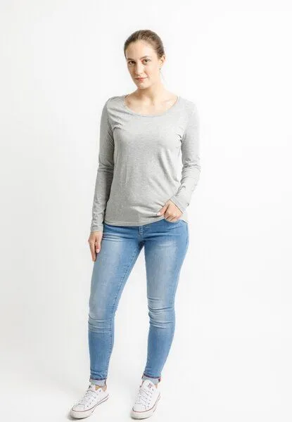 TORLAND TORLAND Damen Longsleeve LANIA, Grau (heather grey), – Produktbild 3 von 4