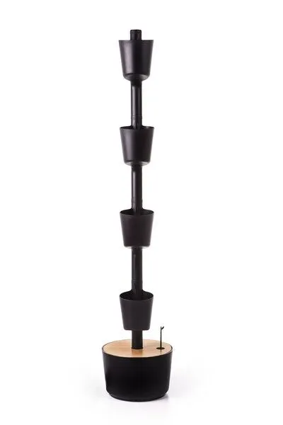 CitySens CitySens Vertikaler Blumentopf mit manueller Bewässerung 4 Blumentöpfe, Schwarz, – Produktbild 3 von 4
