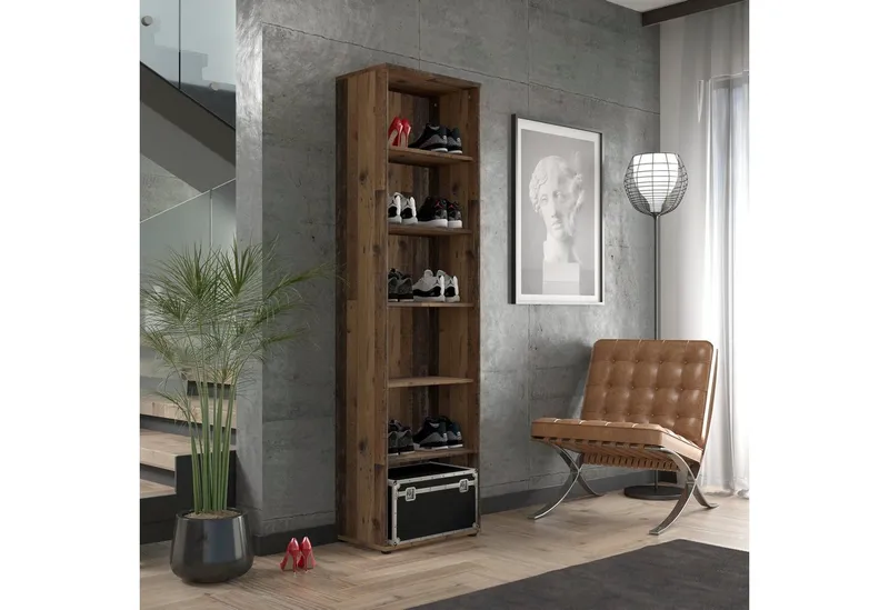 FORTE Regal Tempra, Mehrzweckregal schmal, Höhe 197,5 cm, 5 Ablageböden, Höhe ca. 197,5 cm, Braun, – Produktbild 1 von 5