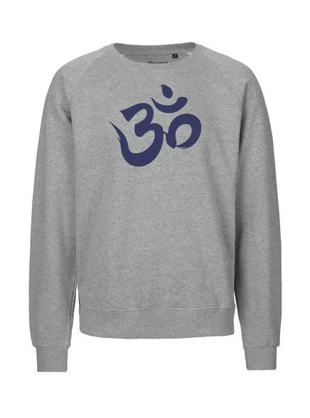 Peaces.bio - handbedruckte Biomode Peaces.bio - handbedruckte Biomode Bio Damen Sweatshirt Loose Fit Om, Hellgrau, – Produktbild 1 von 3