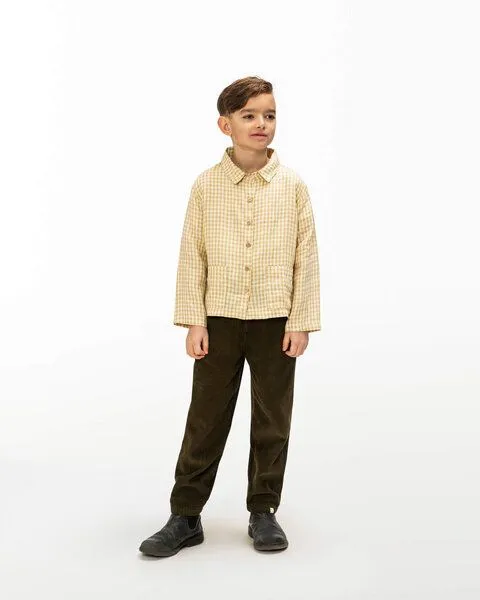 MATONA Matona Locker geschnittenes Leinenhemd für Kinder / Linen Workshirt, Dijon check, – Produktbild 2 von 4