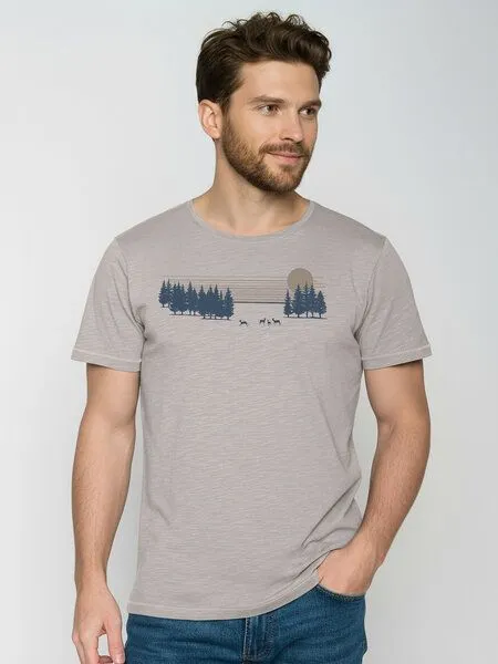 GreenBomb GREENBOMB Deer Lines Spice - Sportliches T-Shirt aus Bio-Baumwolle / hochwertiger Print / GOTS / Fair & Vegan, Grau (sandstone), – Produktbild 2 von 4
