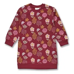 Sense Organics Sense Organics Mädchenkleid mit Blumendruck auf Weinrot, Modell JOLA – Produktbild 1 von 1