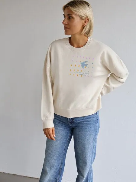 Kultgut Kultgut Artdesign - Pulloversweater Boxistyle / BE FREE & PROUD YOURSELF, Natur, – Produktbild 3 von 8