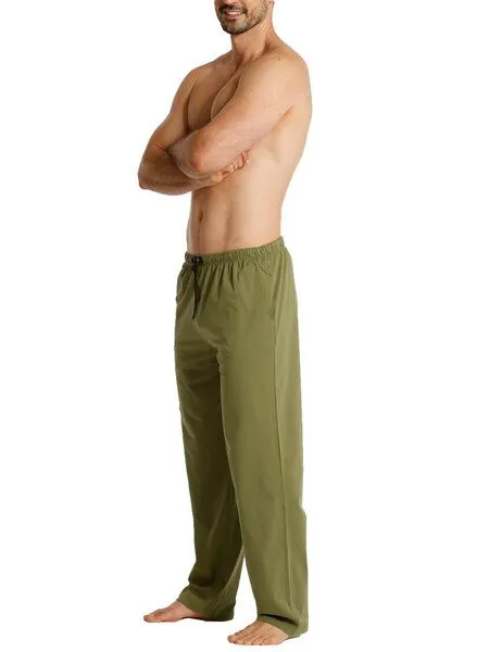 Haasis Bodywear Haasis Bodywear Herren Pyjamahose lang mit Seitentaschen, Single Jersey, reine Baumwolle, Olive, – Produktbild 3 von 3