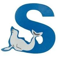 El Puente El Puente Holzbuchstabe S "Seehund" | Fair Trade & Handmade aus Sri Lanka, Blau, – Produktbild 1 von 1