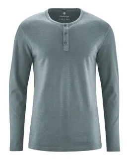HempAge Hempage Herren vegan Langarm Henley Aus Gebürstetem Stoff In Titanium – Produktbild 1 von 1