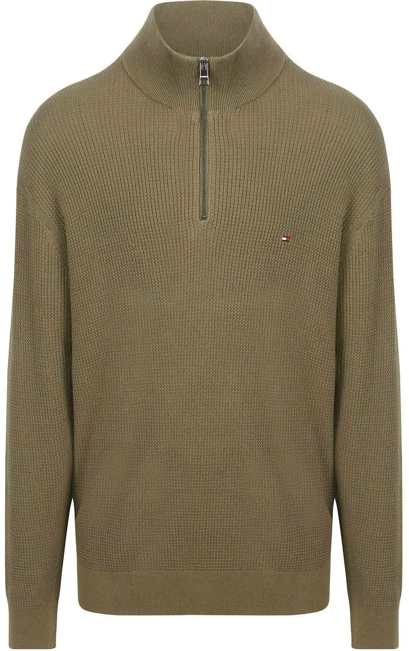 Tommy Hilfiger Tommy Hilfiger Big&Tall Half Zip Kabelpullover Olivgrün - Größe 3XL, Grün, – Produktbild 1 von 3