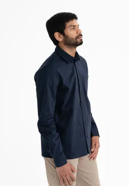 MELA MELA Herren vegan Twill Hemd Ashutosh Marineblau – Produktbild 1 von 1