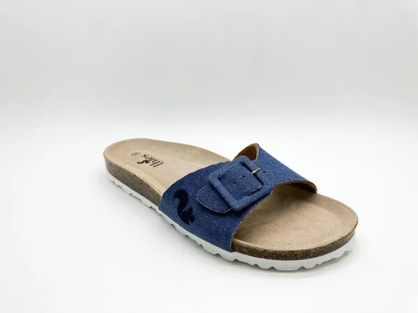 thies Veganer Rec Denim Strap Sandale "thies ® PET" aus recyceltem PES, Blau (denim blau), – Produktbild 2 von 4