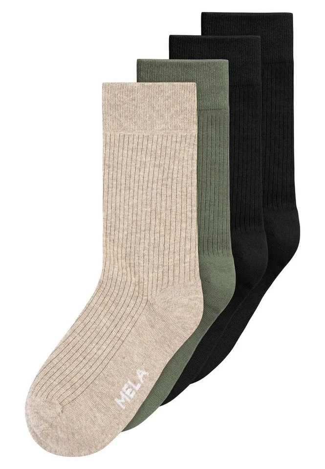 MELA MELA Socken Gerippte Socken 4 Paare Frei von Polyester und Polyamid., Mix natural dark, – Produktbild 1 von 1