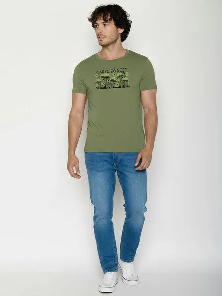 GreenBomb GREENBOMB Magic Forest Guide - Sportliches T-Shirt aus Bio-Baumwolle / hochwertiger Print / GOTS / Fair & Vegan, Grün (dark seed), – Produktbild 3 von 4