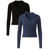 GORG GORG 2er Set Damen Bluse – Bio-Baumwolle & superweiches Modal, Navy/schwarz, – Produktbild 1 von 1