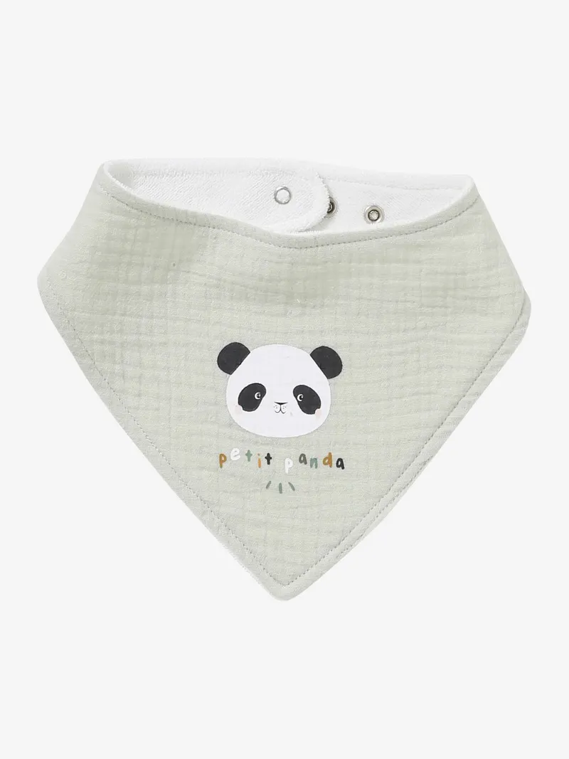 Vertbaudet 3er-Pack Baby Lätzchen, Pack grün panda, – Produktbild 4 von 4